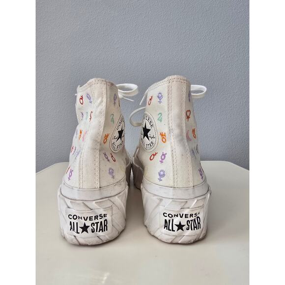Converse Hi‑Top Platform Astrological Crystal Energy White Canvas Women’s US 8.5 - Picture 4 of 8